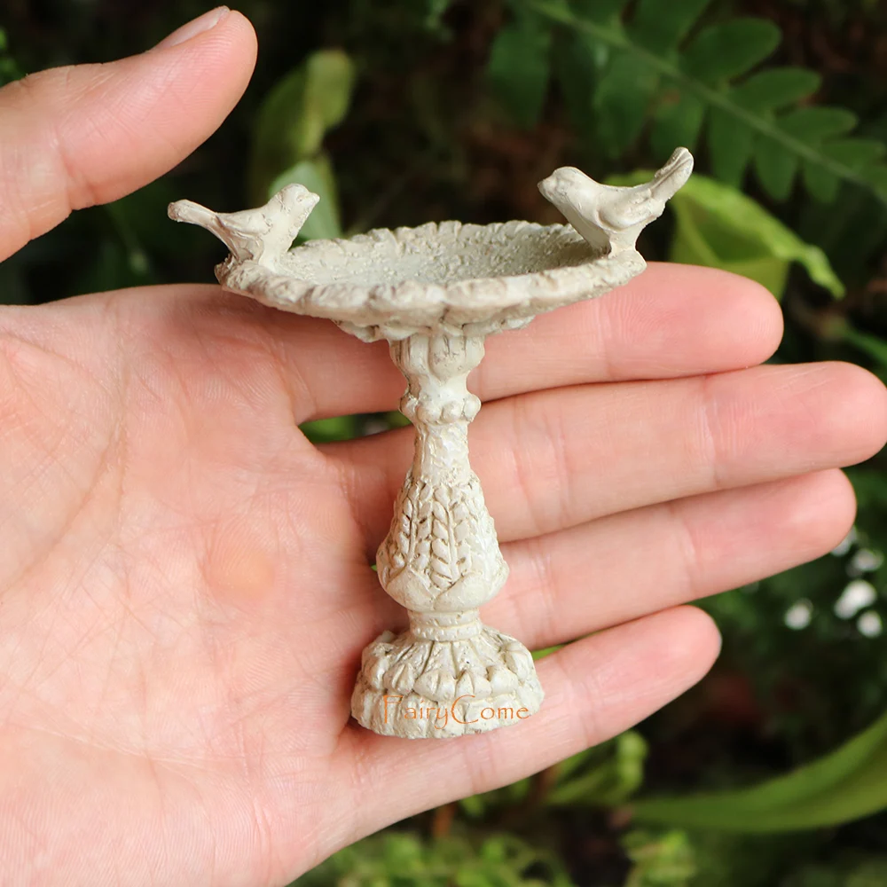 Fairy Garden Bird Bath Miniature Garden Resin Birdbath Feeder Fountain Bonsai Pot Mini garden Decoration Ornaments Accessories