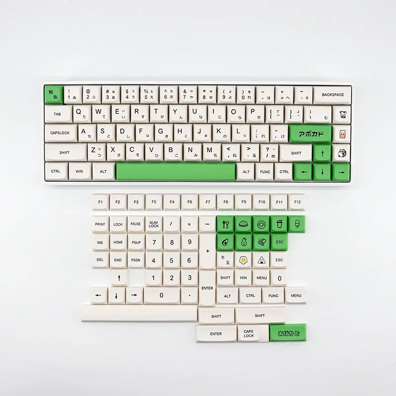 Capuchons de clavier mécanique japonais PBT, avocat, profil XDA, vert lait, sublimation, 137 prédire