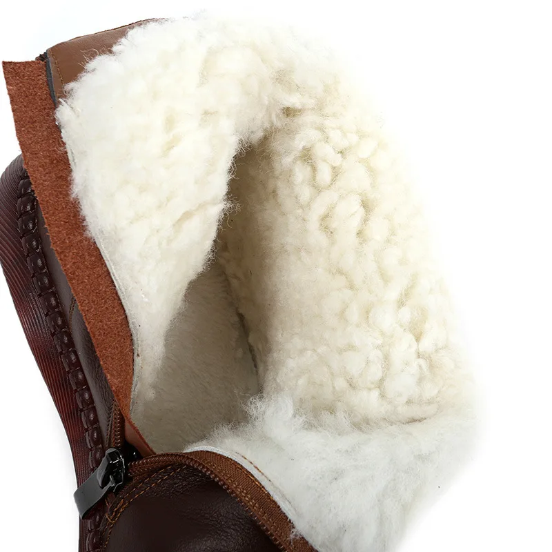 GKTINOO Genuine Leather Women Boots 2024 Winter Natural Wool Fur Genuine Leather Women Snow Boots Large Size Women Winter Shoes