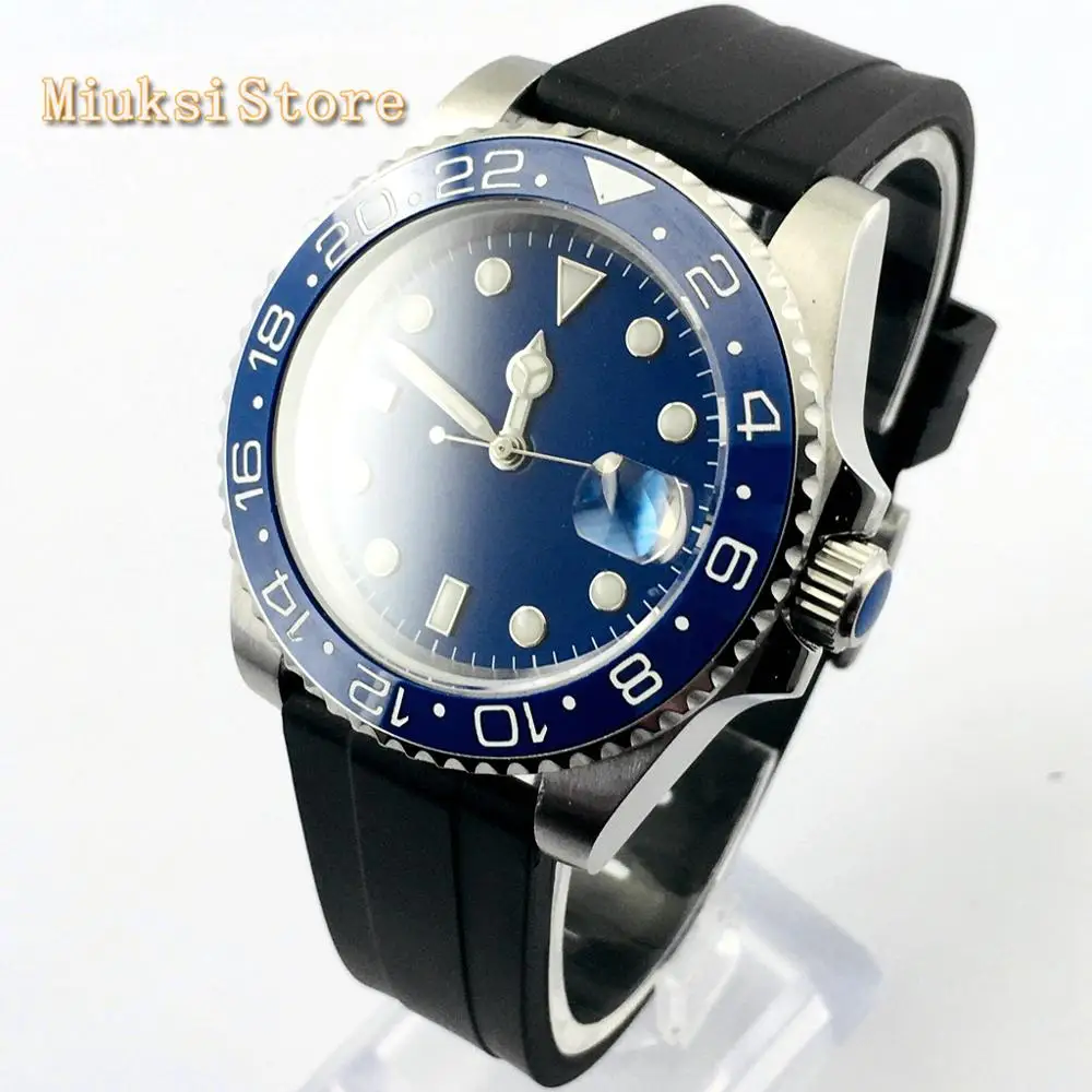 

40mm Bliger mens top watches sapphire glass ceramics bezel blue sterile dial date window automatic mens watch