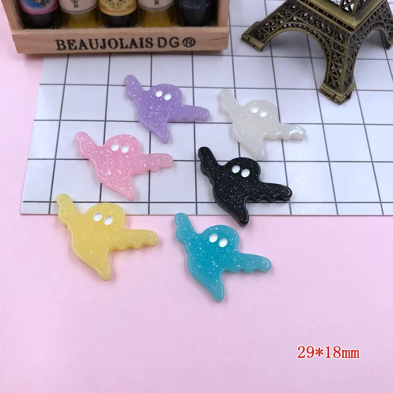 10 Buah Resin Keluaran Baru Kawaii Pastel Kelelawar Hantu untuk Pembuatan Kerajinan, Scrapbooking, DIY