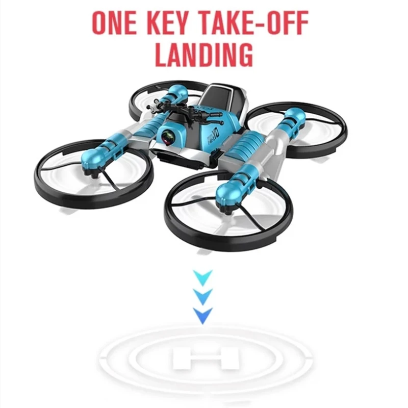 Land Air Dual Mode 2In1 Deformation RC Drone 2.4G 4K HD Camera Altitude Hold Smart Hover Watch Control RC Quadcopter Motorcycle