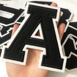 Large Black Letters Alphabet Embroidered Iron On Patches For Clothing Jacket Sew On Accessories DIY Name Patch Applique