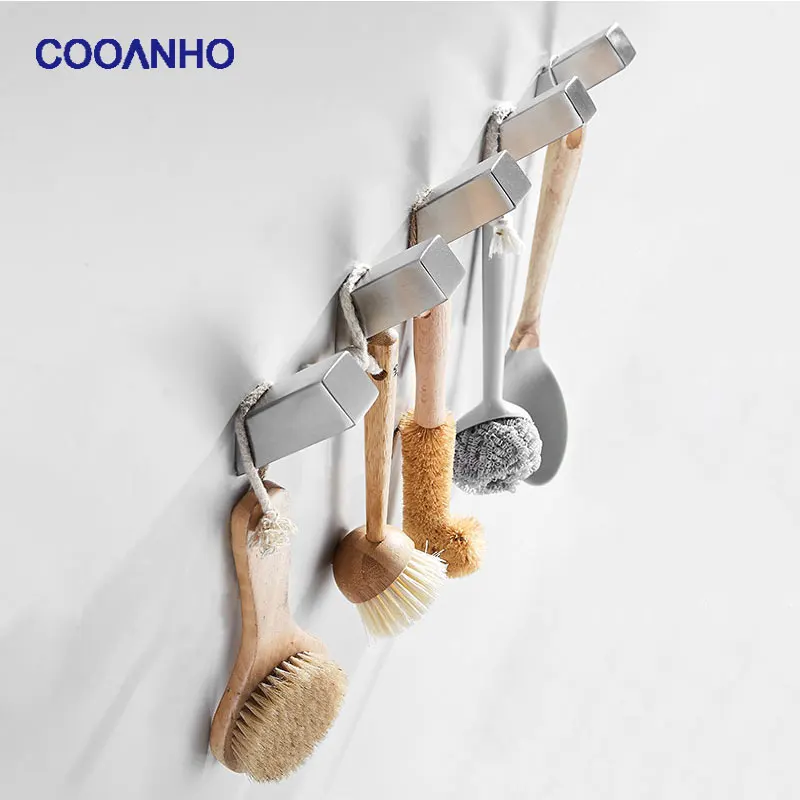 COOANHO Heavy Duty Modern Wall Hooks Brushed Nickel Towel Hooks for Bathrooms