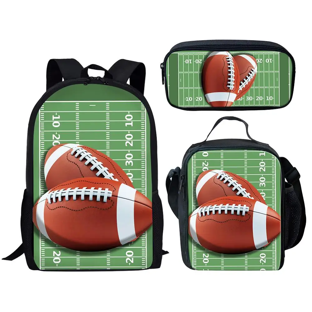 INJERSDESIGNS American Football Printing Backpack Set Boys Kids School Bags Student Travel Bag Men Backpacks Hot Sale Mochila