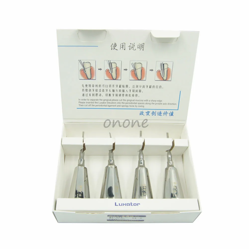 4pcs/set Dental Elevator Stainless Steel Tooth Elevator Dentist Tools Stright Root Elevator Dental Lab Instrument