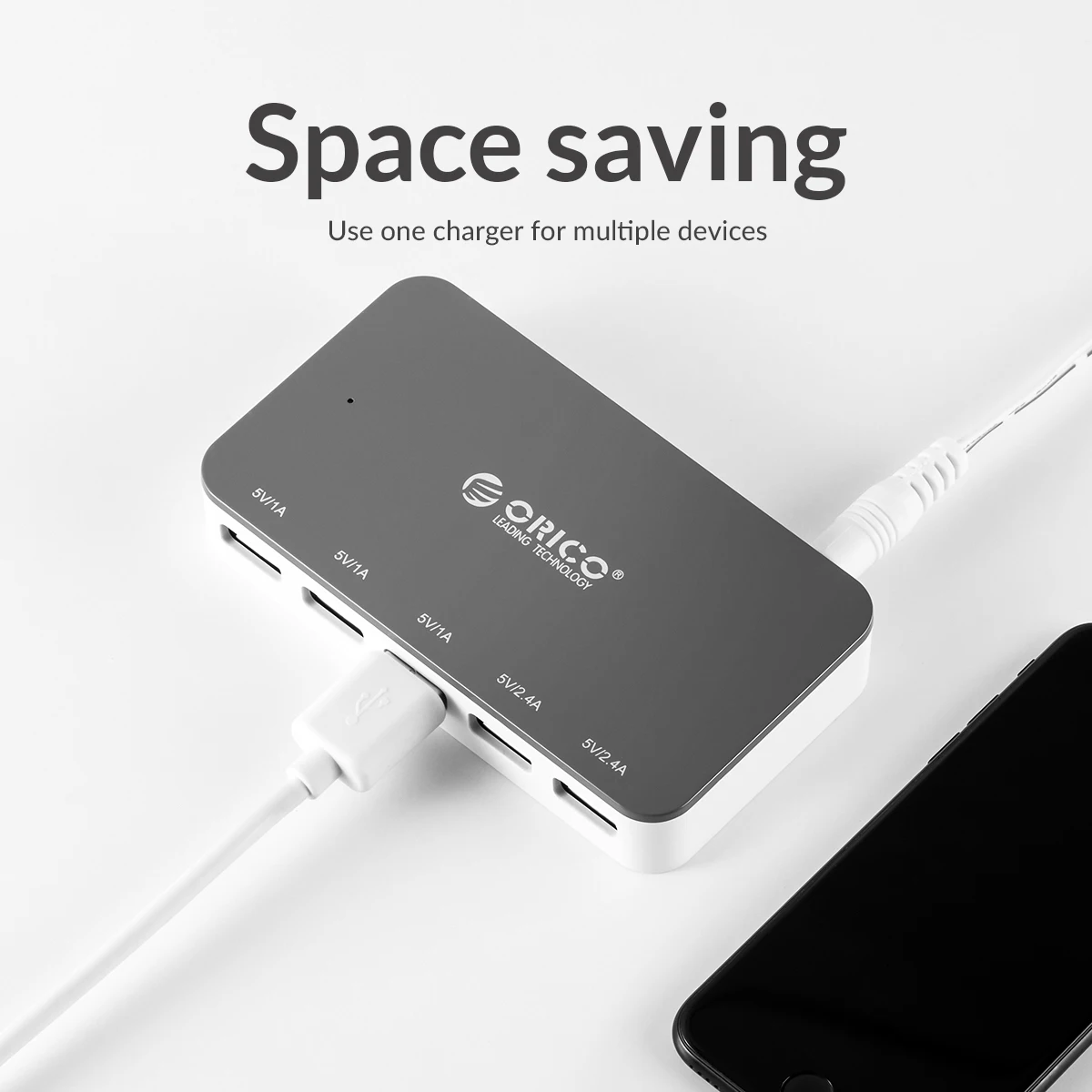ORICO-cargador de escritorio con 5 puertos USB, adaptador de teléfono móvil, Universal xiaomi colorida para carga inteligente, Huawei, Samsung, iPhone 11