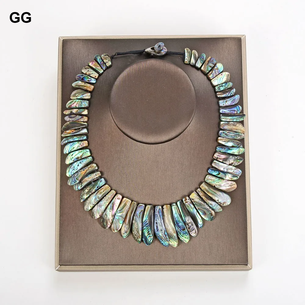 GuaiGuai Jewelry 19\'\' Handmade Natural Green Paua Abalone Shell Sea Shell Necklace For Women