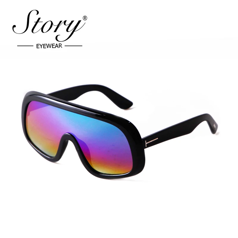 

STORY Fashion Oversized Mirrored Sunglasses Men Brand Design One Piece Lens Futuristic Large Goggles Outdoor Sun Glasses S28017G