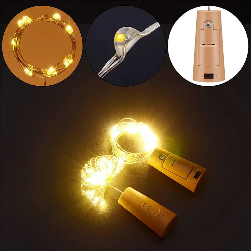 

String Light With Bottle Stopper 2m 20leds Cork Shaped Wine Bottle Lights Decoration for Alloween Christmas Holiday Party