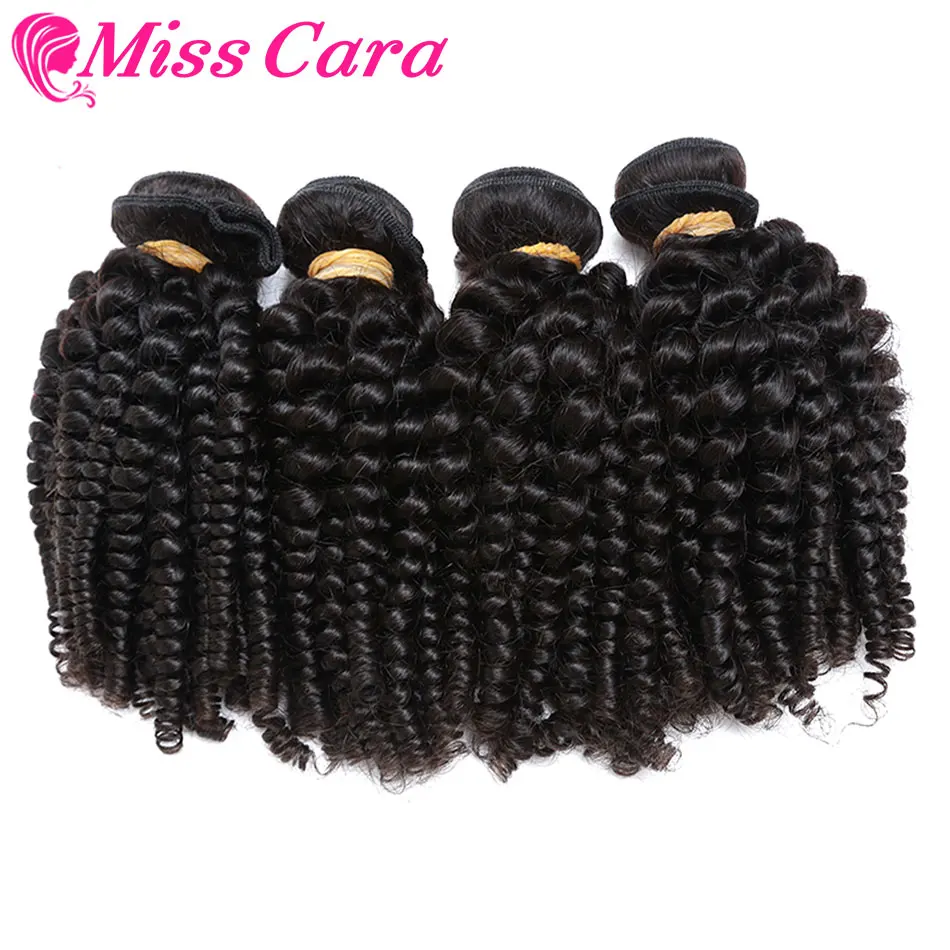 4 Bundles Funmi Hair Brazilian Bouncy Curly Hair Weaves 100% Human Hair Bundles Can Be Dyed And Straighten Miss Cara non Remy