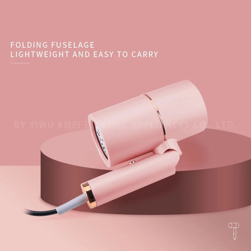 Kemei-Secador Profissional, Ion Negativo Mais Suave, Cuidado Capilar, Secagem Rápida, Dobrável, Portátil, Rosa, Casa, Viagem, Salão