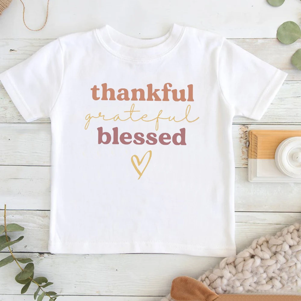 Thankful Greatful Blessed Toddler Girl Fall Clothes 2021 Thanksgiving Baby Clothes PumpkinPrint Girls Clothes Cotton 100% Cute