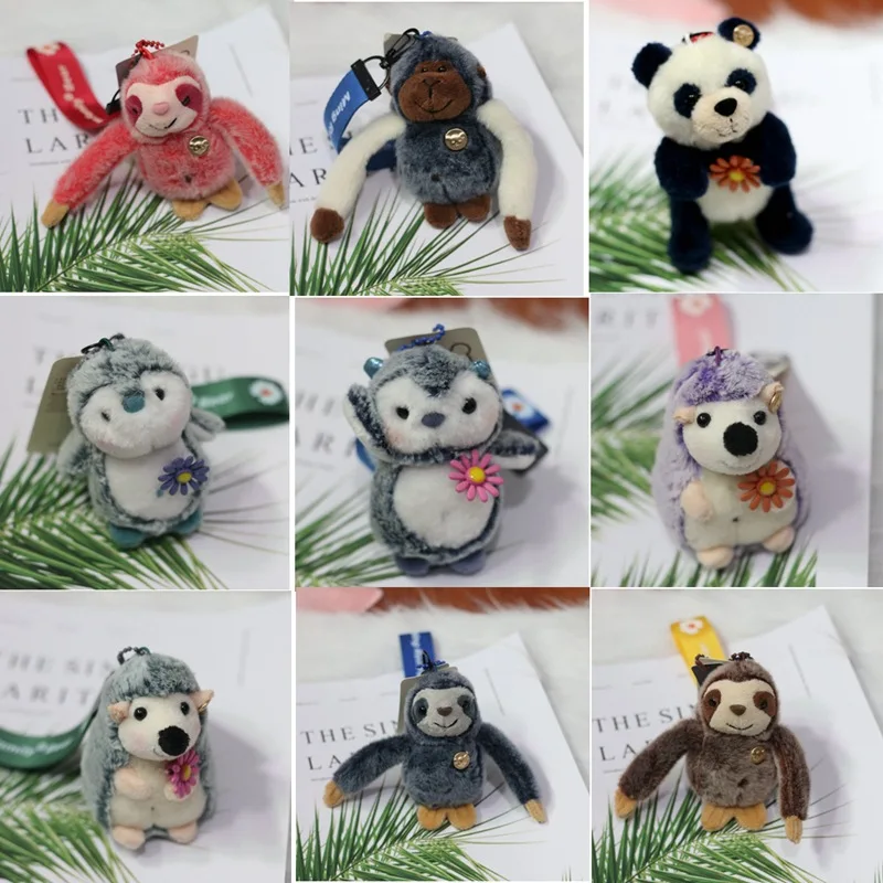 new lifelike cute fevarite Exquisite owl Penguin Hedgehog sloth panda pendant plush toy soft Keychain decoration kids funny gift