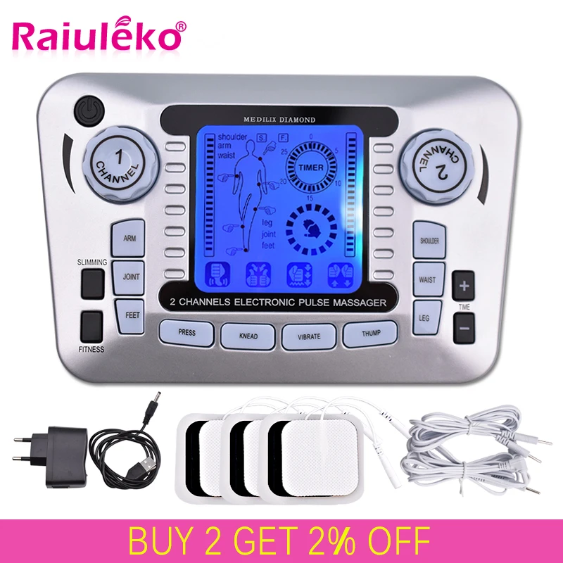 Electronic Pulse Massager Tens Ems Machine massager electrical nerve muscle stimulator Acupuncture Fat Burner Pain Relief