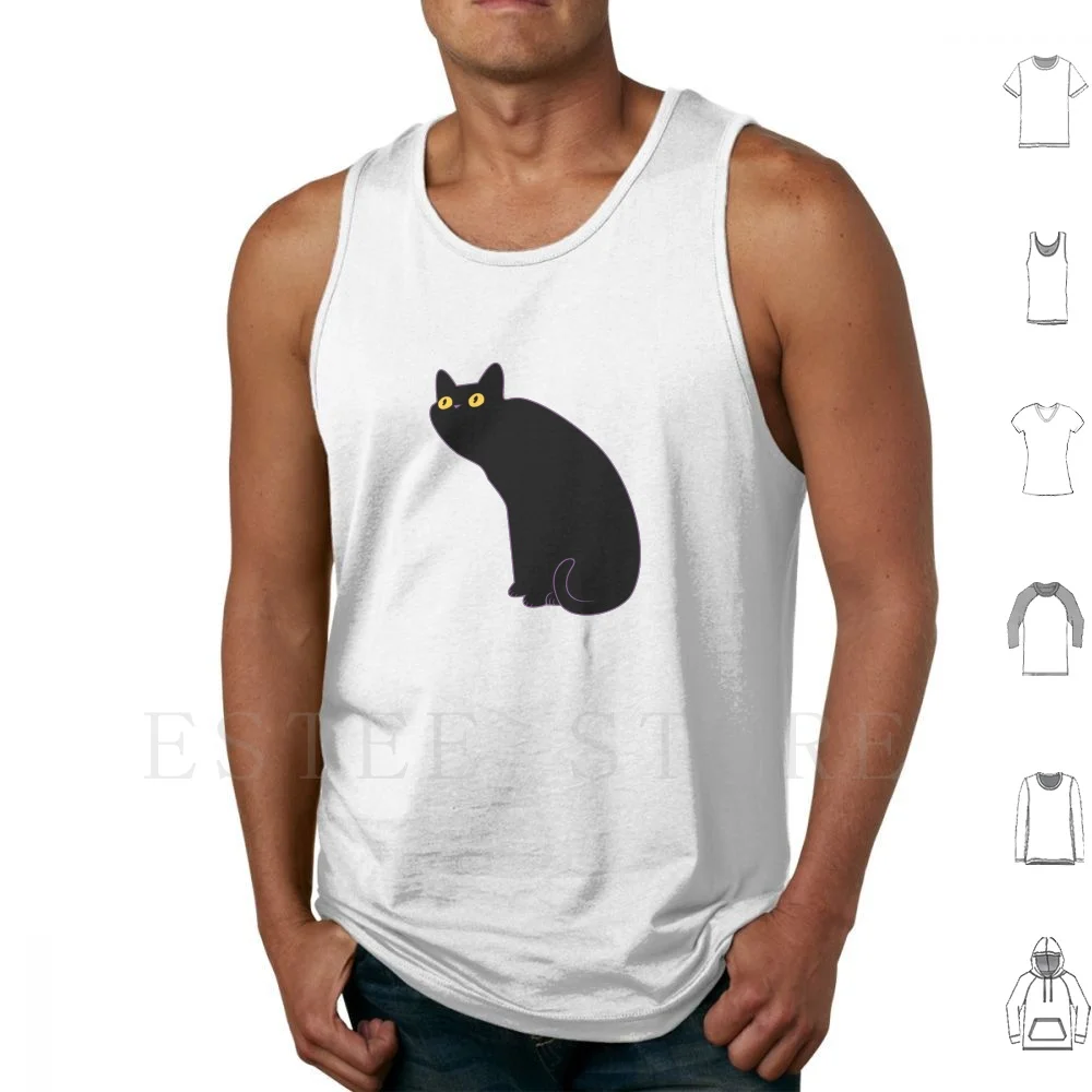 Cute Halloween Cat Sticker Tank Tops Vest Cotton Black Cat Cute Halloween Cat Cute Halloween Black Cat Spooky Scary Cute Cat