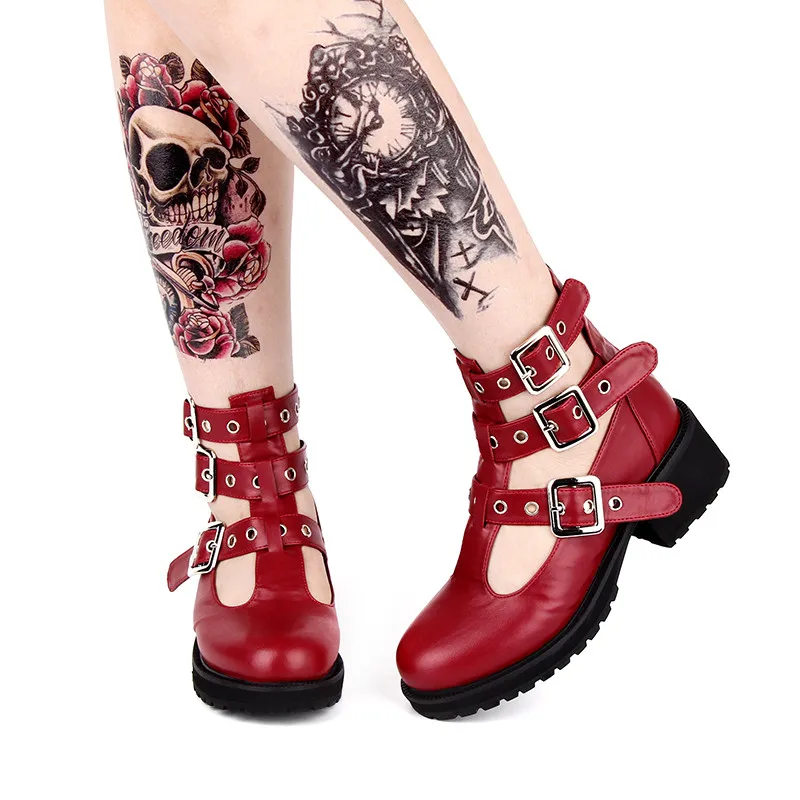 Lolita doce do vintage sapatos redondo cabeça zíper estudante de alta ajuda sapatos cos estilo punk lolita lolita sapatos loli