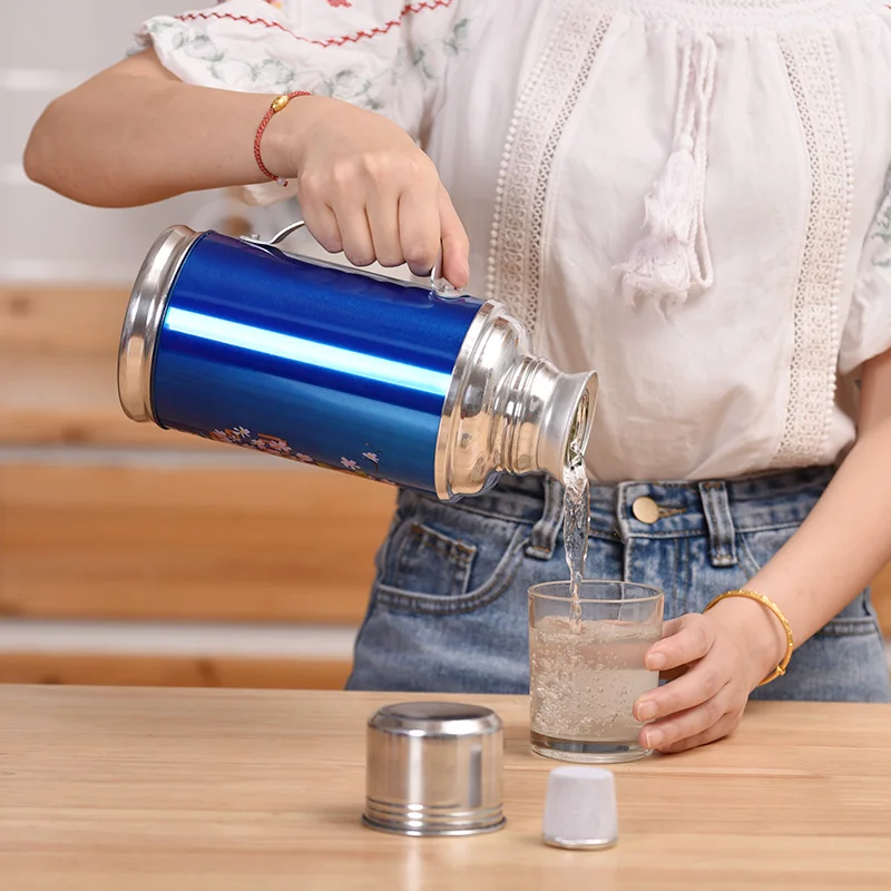 Garrafa térmica de viagem retrô 0.8/l/2l, garrafa térmica de café, caneca de aço inoxidável, preservação por calor e frio