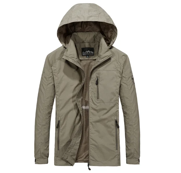 Herren Windbreaker Jacken Military Cargo Mit Kapuze Wasserdicht Wind Breaker Mantel Lässig Männlich Große Größe Kleidung Herbst Jacke Männer