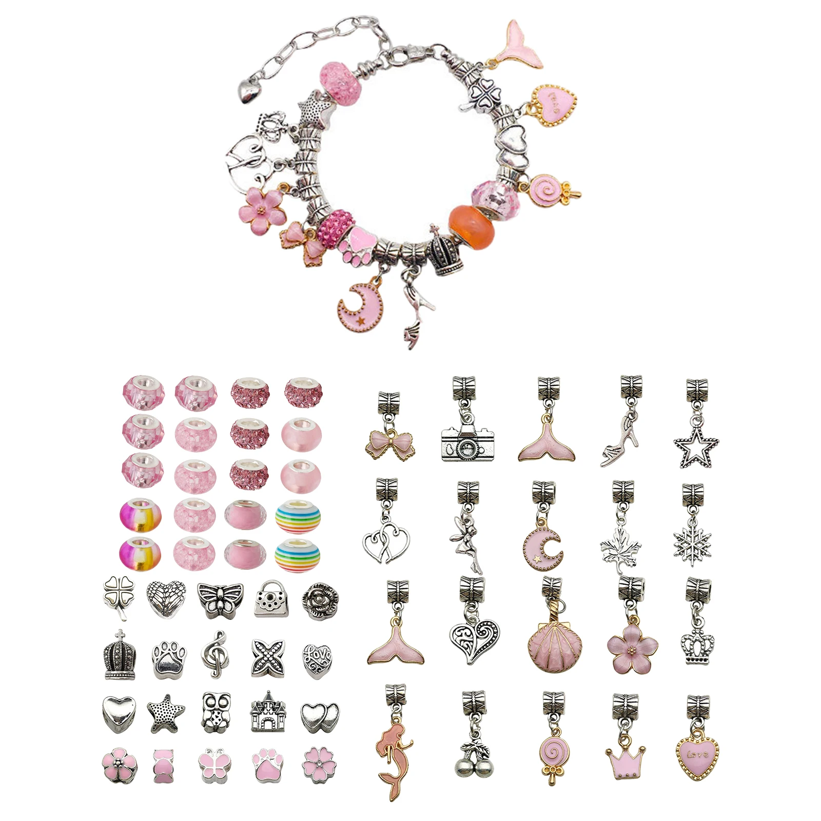 DIY Charm Bracelet Making Kit Jewelry Charms for Girls Teens DIY Craft Age 5,6,7,8,9,10 and Above New Year Present