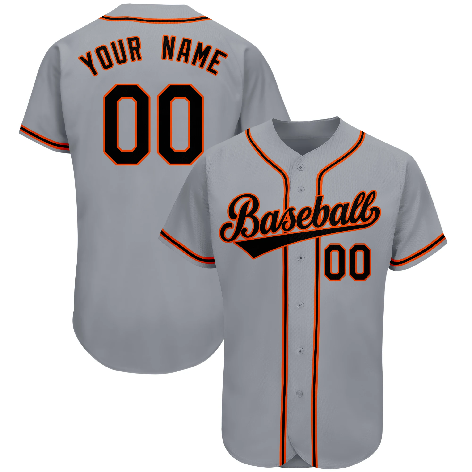 Baseball Jersey Custom Full Sublimated Print Name Number Short Sleeve V-neck Sportswear  Any Colour