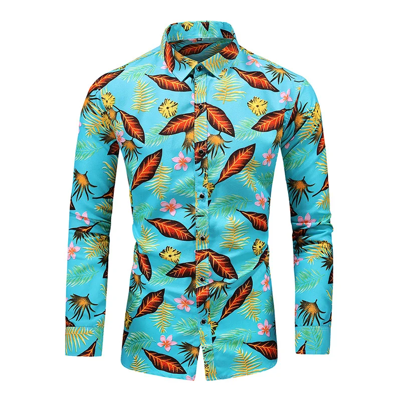 LIFENWENNA Autumn New Fashion Printed Shirt Men Casual Plus Size Long Sleeve Shirts Mens Flower Beach Hawaiian Shirt 5XL 6XL 7XL