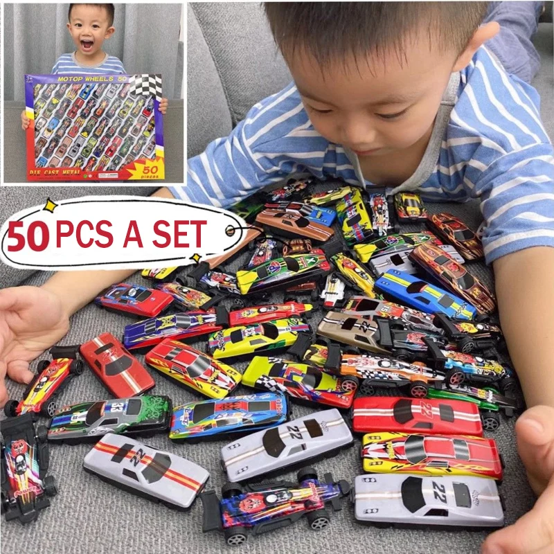 50 шт., детский мини-игрушечный автомобиль из металлического сплава в масштабе 1:50