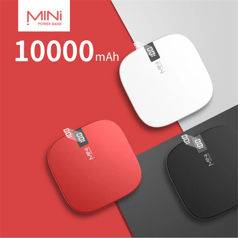 

Mini Power Bank 10000mah For Xiaomi 10000 mah Portable Charger For iPhone External Battery Pack Powerbank with Digital Display