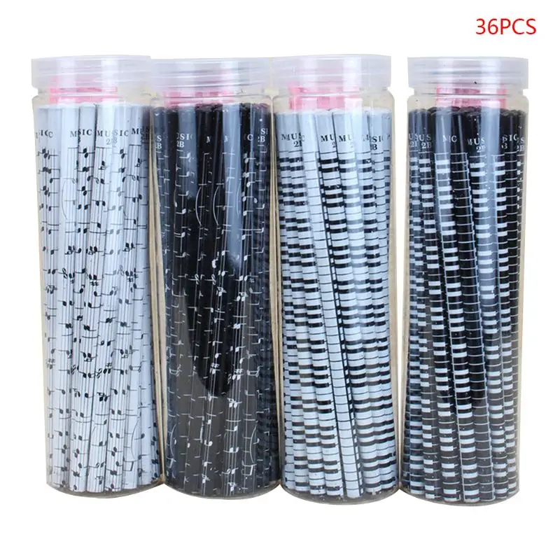 36pcs Musical Note Pencil 2B Standard Round Pencils Piano Notes Writing Drawing Tool Stationery School Student Gift