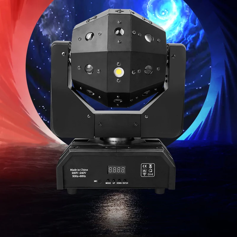 luzes bola de discoteca led feixe laser strobe 3in1 movendo a cabeca luz futebol dmx discoteca festa mostrar iluminacao palco profissional dj 01