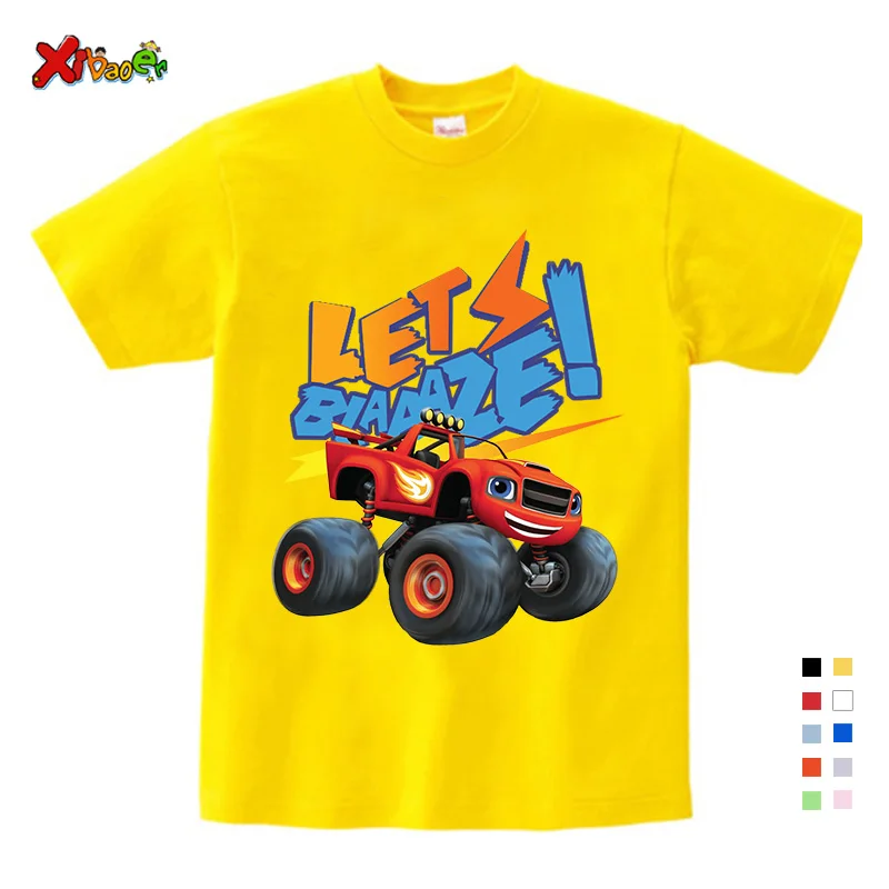 Boys T Shirt Summer Racing Car Cotton Kids Clothing Children Clothes Cartoon Let's Blaaaze T Shirts Boy Shirt  Toddler Baby Tees