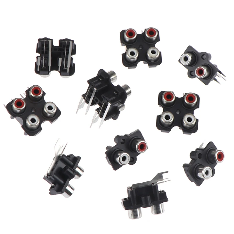 5Pcs 2/4 hole RCA Female Stereo audio Jack AV Audio input socket Connector Lotus row Amplifier Interface Signal connection