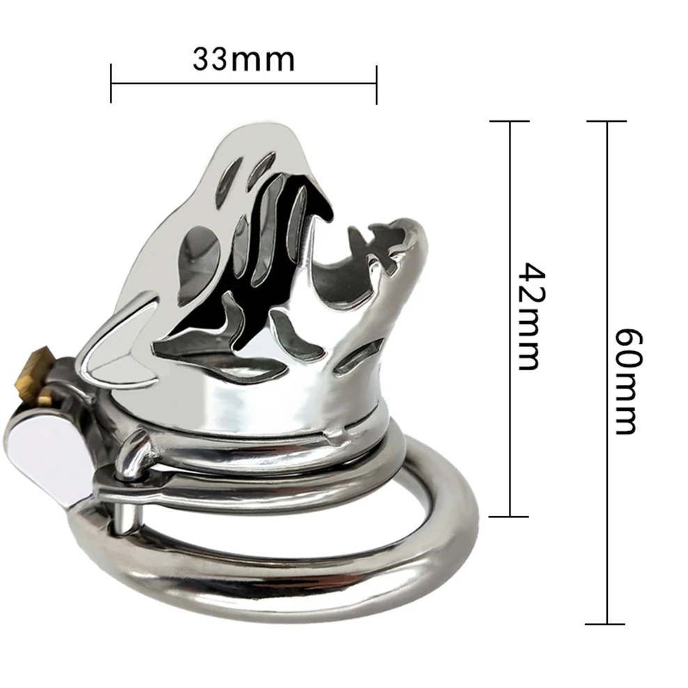 Male Chastity Devices with Anti-loop Animal Tiger head Stainless Steel cock Cage For Men sex toys adult products penis ring