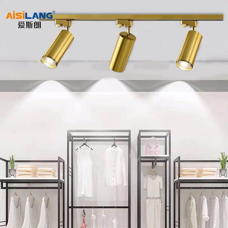 Gold Track Spotlights 220v LED Rail Light COB Beads Rotatable Ceiling Lamp for Living Room Bar Cloth Store Shop Aisle