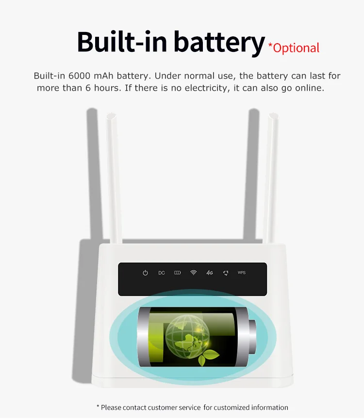 Kuwfi 4G Router Unlocked 4G Sim-kaart Wifi Router CAT4 150Mbps Ingebouwde Batterij Draadloze Cpe ondersteuning 32 Gebruikers & RJ45 Lan Poorten