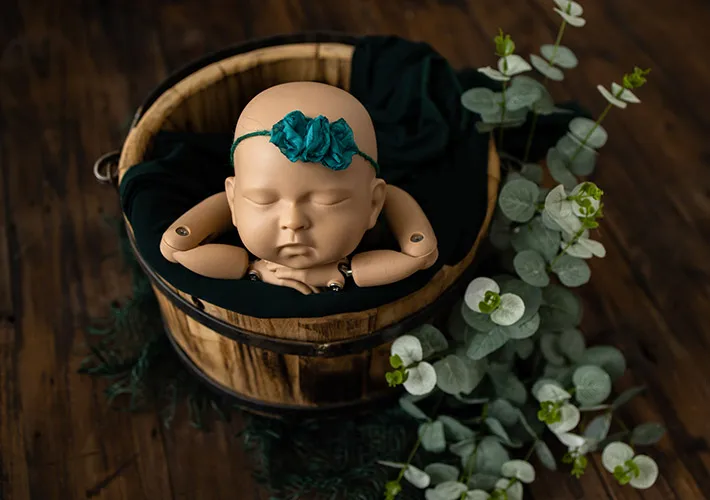 Newborn photography props new style do old retro wooden barrel charcoal burning craft container full-moon baby posing props