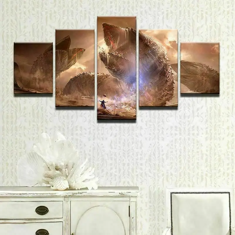 Dune Sandworms 5 Pcs Canvas Picture Print Wall Art Canvas Painting Wall Decor for Living Room Poster No Framed