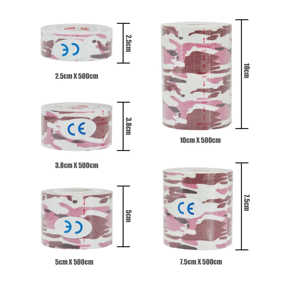 1/6/10 Pcs Pink Camo Muscle Bandage Sports Cotton Elastic Adhesive Strain Injury Tape Knee Muscle Pain Relief