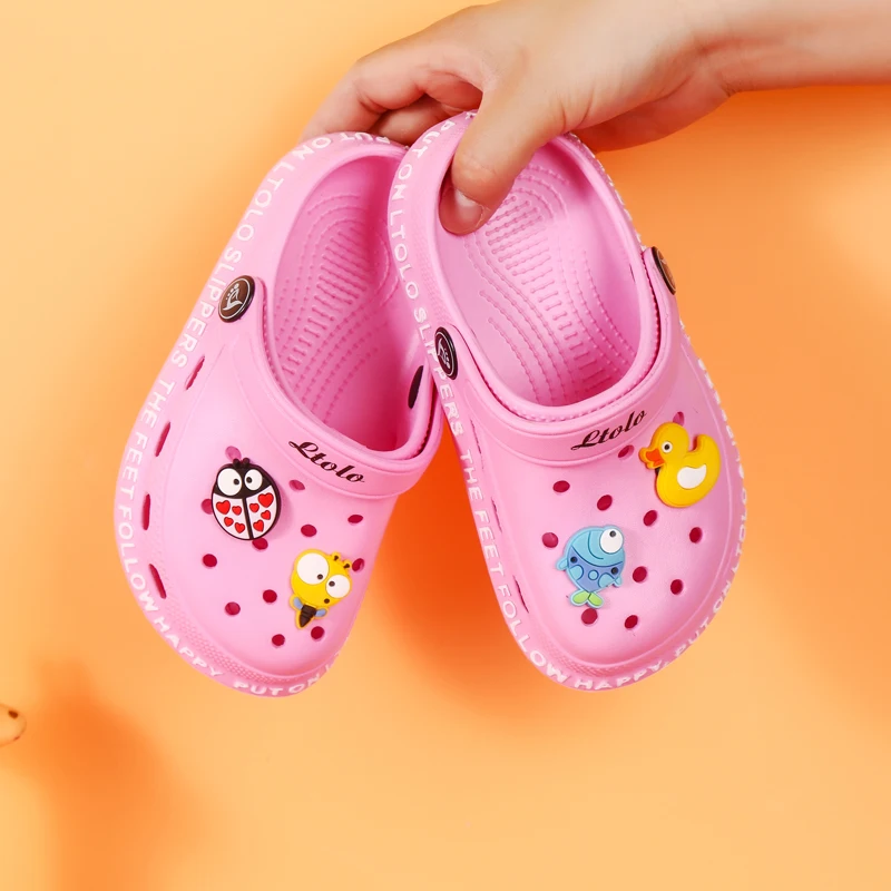 Ltolo Children Kids Girl Mules Clogs Summer Mules Garden Beach Slippers Sandals Cave Hole Baby Shoes For Girls EUR23-34