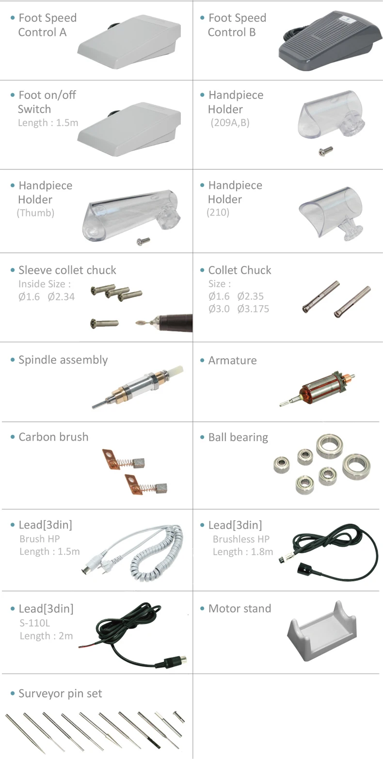 STARKE 210 102L 105L Carbon pinsel Mikromotor Handstück Kugellager Kit Elektrische Nägel Bohren 1480 1260 940 830 STARKE 210 102 – Detail 11