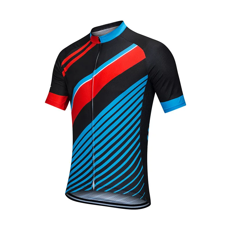 Breathable Tight Fitting Jersey Tops Full Zipper Downhill Slope Cycling Short Jersey Short Sleeve Jerseys With Pocket