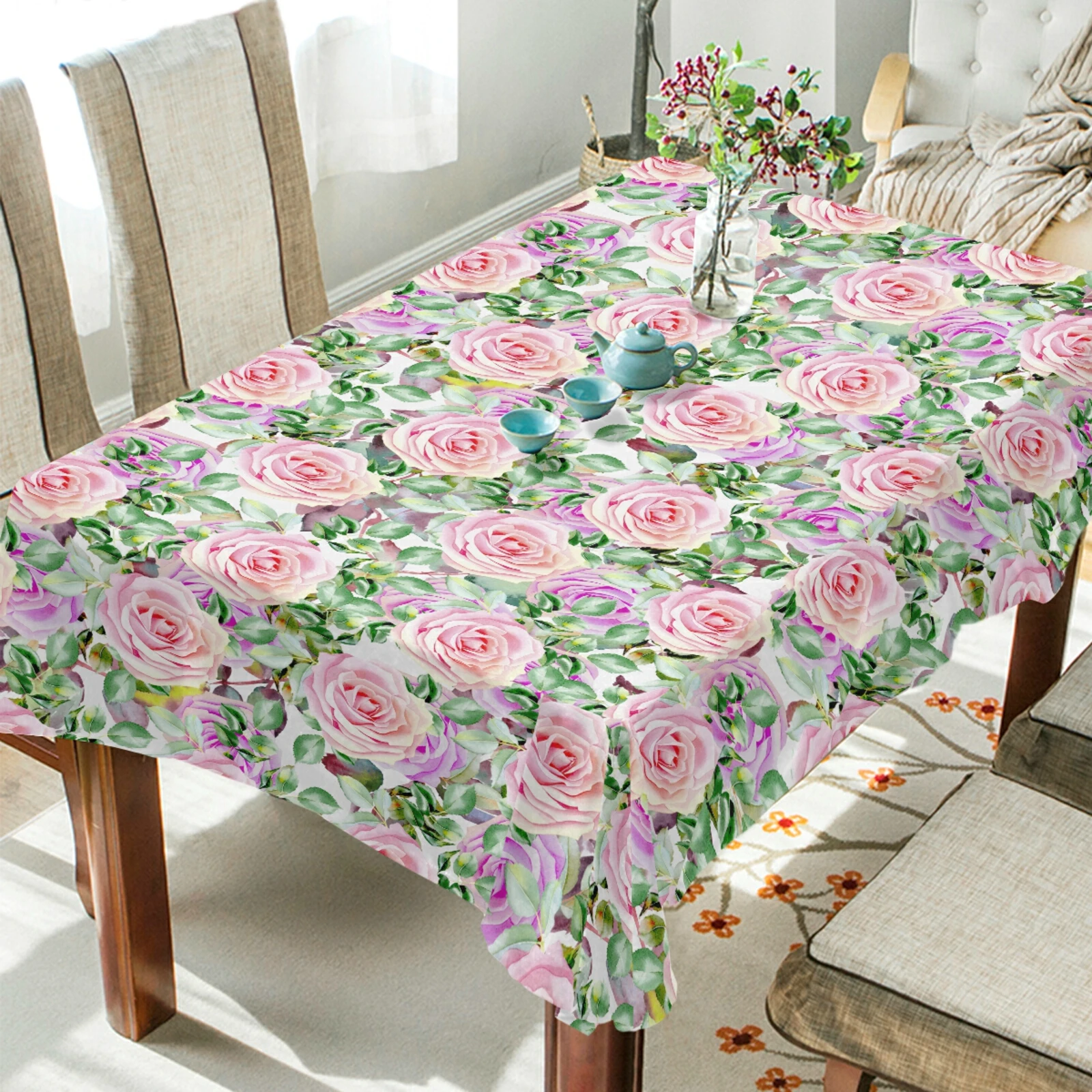 

New Tablecloth For Home Use Floral print Style Thicken Washable Cotton Round & Rectangular Party Dining Oil-proof Table Cloth