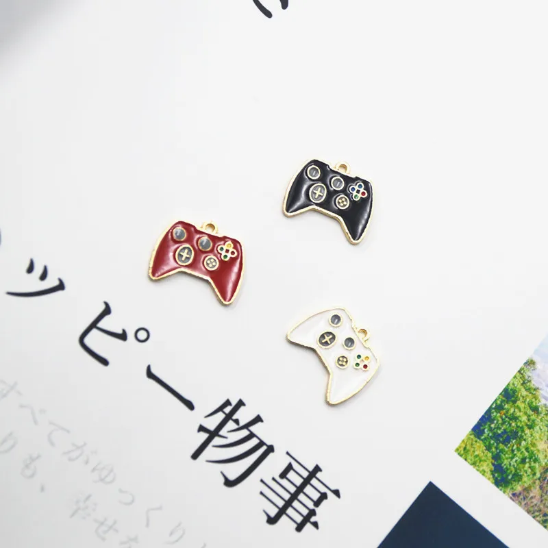 10pcs Enamel Game Handle Game Pad Joypad Charms Metal Pendants DIY Jewelry Making Material Craft Ornament Decoration 19*16MM