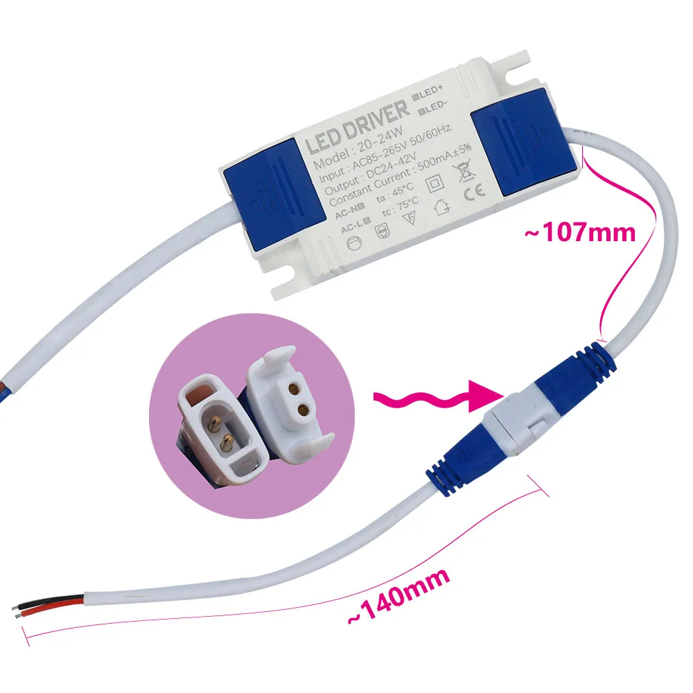 LED Driver 20-24W 500mA  600mA Power supply built-in constant current Lighting 85-265V Transforme with shell  for Panel Light