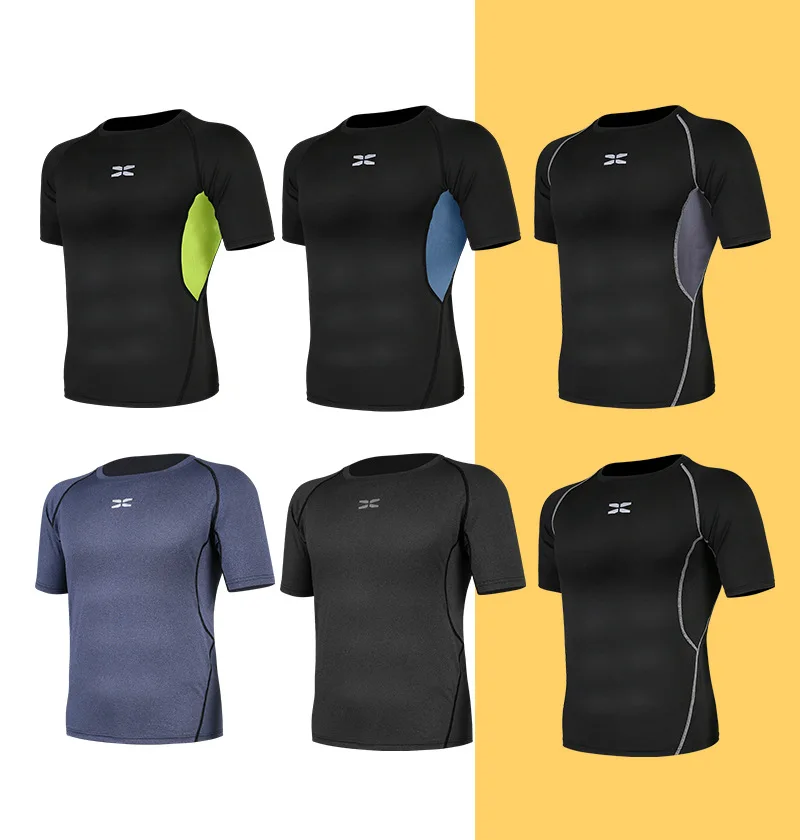 

2020 Men tight T-shirt Compression Stretch Sport T-Shirt Tight Running Short Sleeve T-Shirts Men's Sportswear