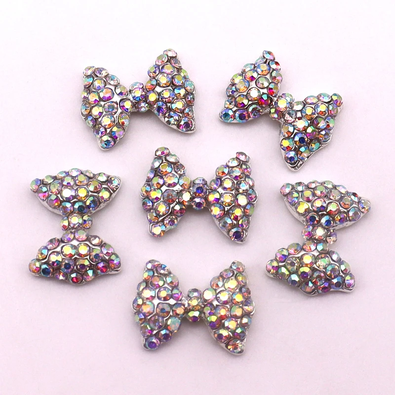 Breloques 3D en Métal pour Manucure, Nail Art, Or, Argent, Nministériels d Papillon, Incrusté de Strass, Perle, DIY, Accessoires, 10 Pièces/Sac