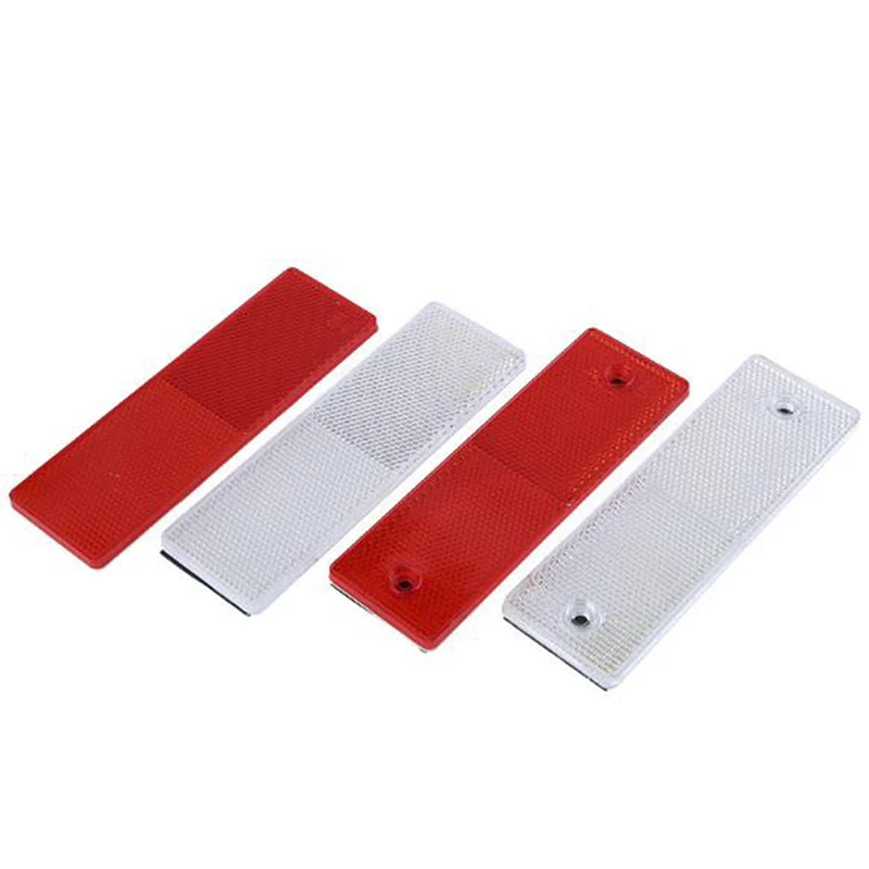 Red/White Truck Motorcycle Adhesive Rectangle Plastic Reflector Reflective Warning Plate Stickers Safety Sign 1PCS 