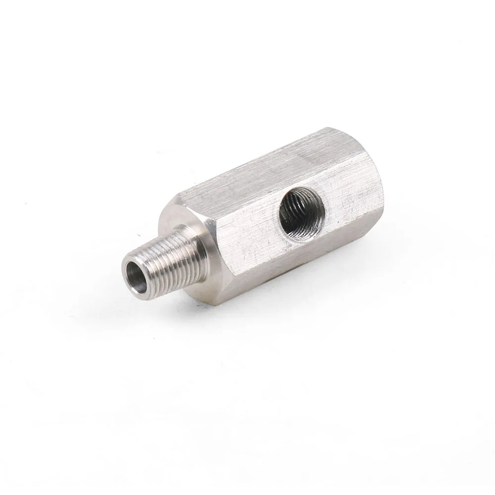 Stainless steel 1/8\'\' BSPT Oil Pressure Sensor Tee to NPT Adapter Turbo Feed Line Gauge T