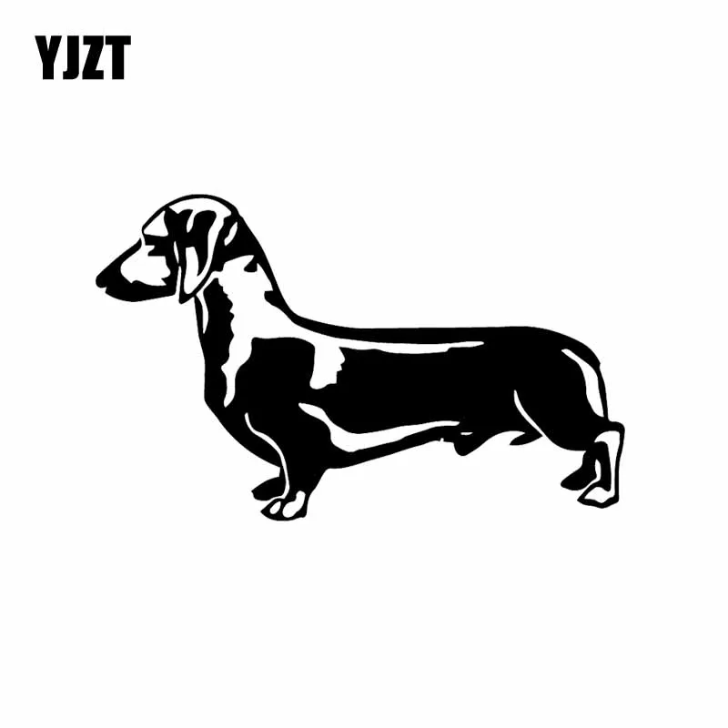 YJZT 15.8X9.7CM Sausage Bader Dog Car Sticker Vinyl Decal Funny Animal Car Decor Black/Silver C24-1618