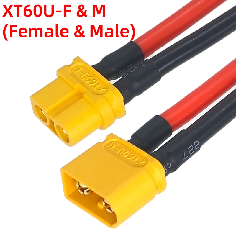 Amass XT60 Connector Female/male, with 10/20/30/40/50CM Length, 14/12AWG Extra Soft Silicone Wire UAV Wire Connector